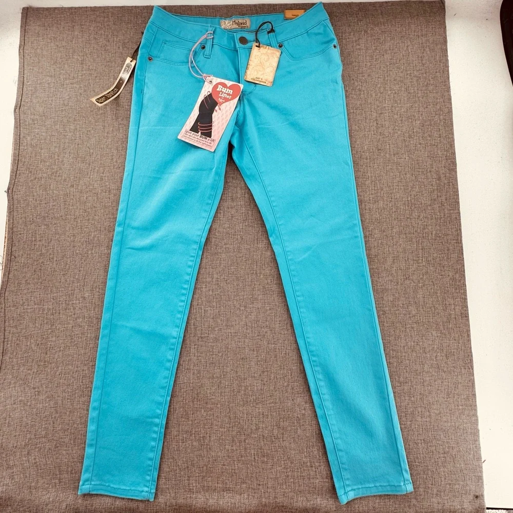 NEW! Hybrid & Company Skinny‎ Jeans Bum Lifter Turquoise 9 Cotton Blend Stretch - Picture 6 of 14